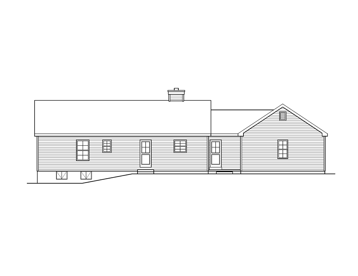 Ranch Traditional Rear Elevation of Plan 52211