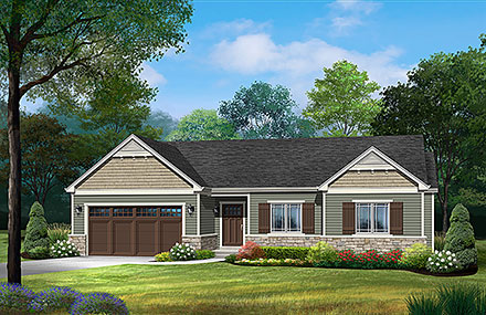 Ranch Traditional Elevation of Plan 52212