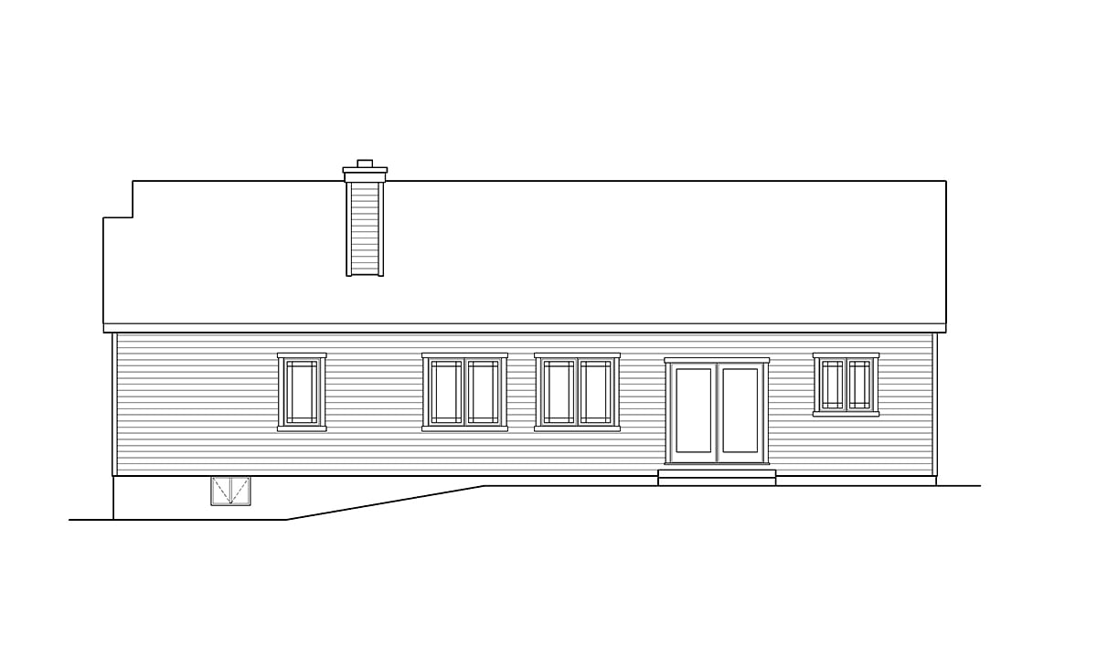 Ranch Traditional Rear Elevation of Plan 52212