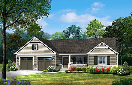 Ranch Traditional Elevation of Plan 52214