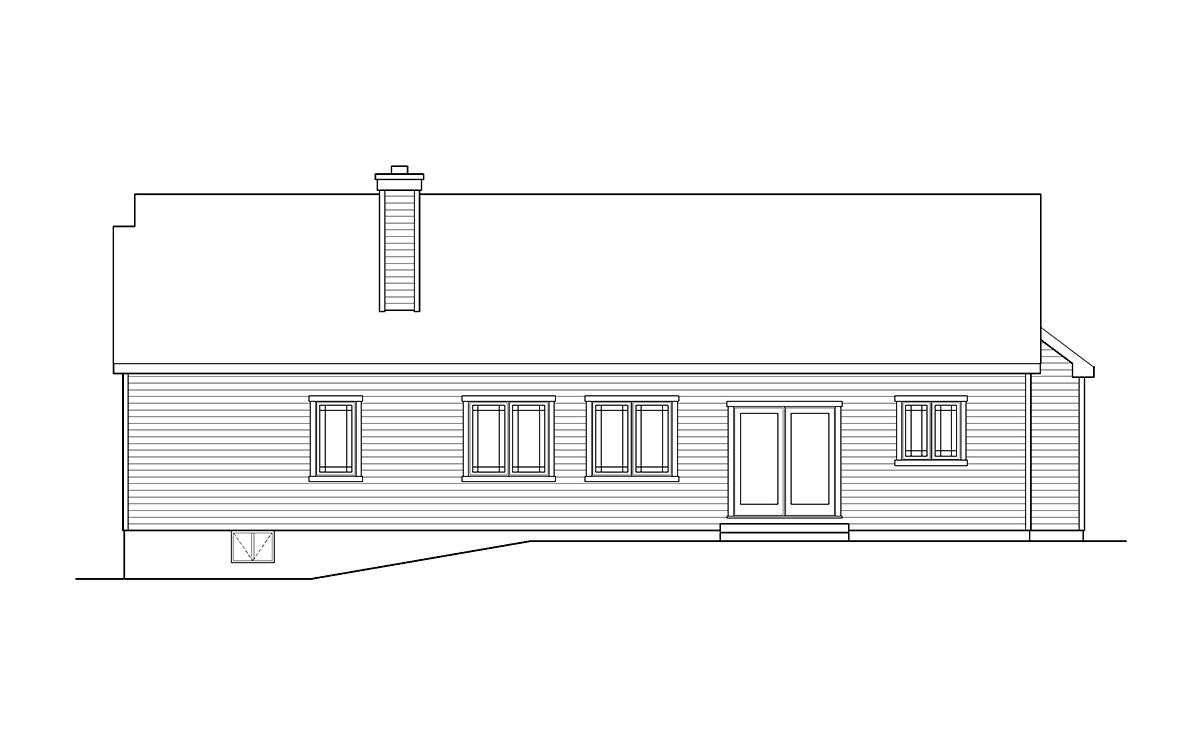 Ranch Traditional Rear Elevation of Plan 52214