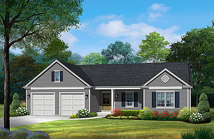 Ranch Traditional Elevation of Plan 52215