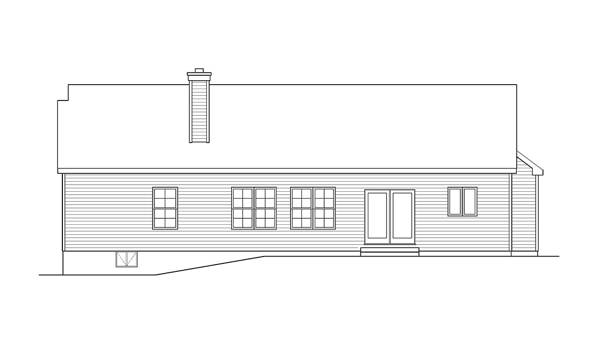 Ranch Traditional Rear Elevation of Plan 52215