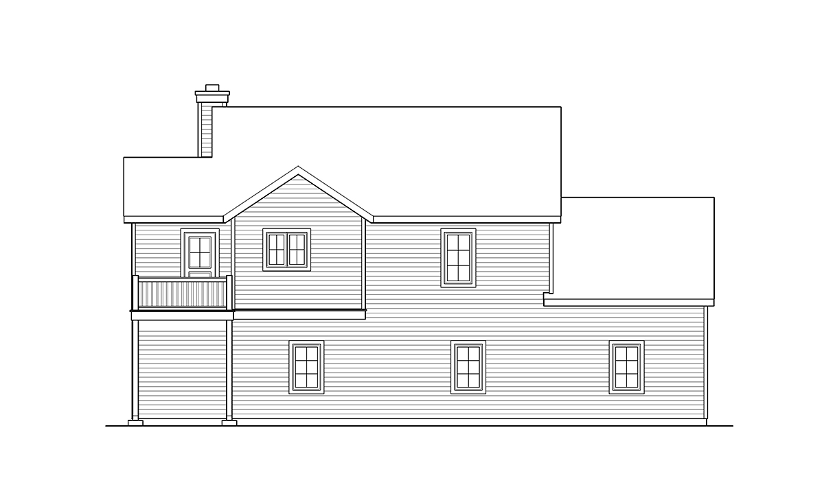 Traditional Rear Elevation of Plan 52216