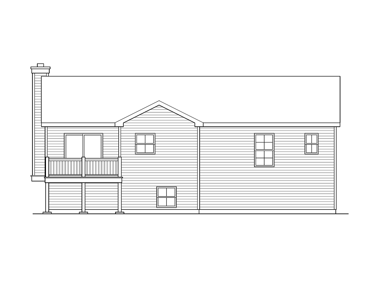 Ranch Traditional Rear Elevation of Plan 52218