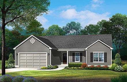 Ranch Traditional Elevation of Plan 52219