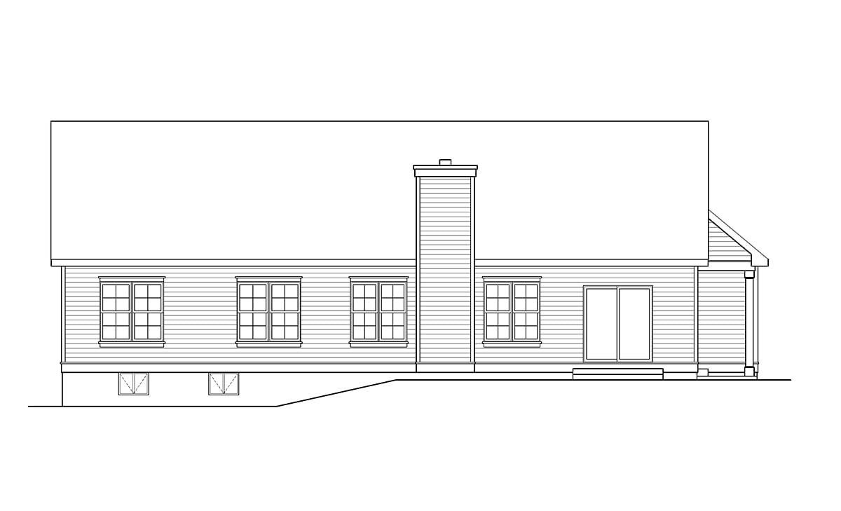 Ranch Traditional Rear Elevation of Plan 52221