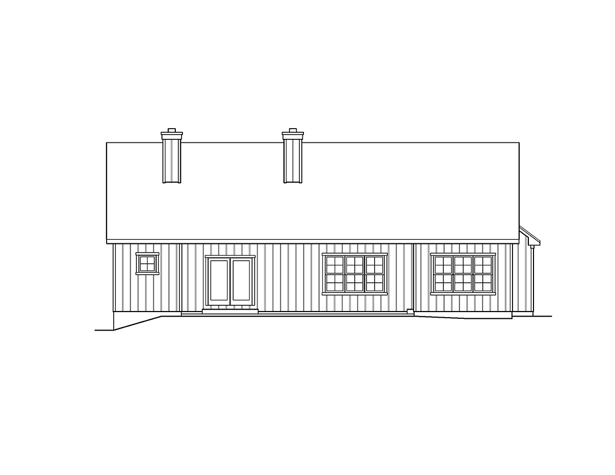 Ranch Traditional Rear Elevation of Plan 52230