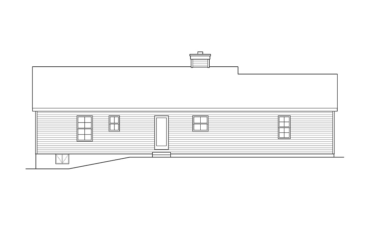 Ranch Traditional Rear Elevation of Plan 52231