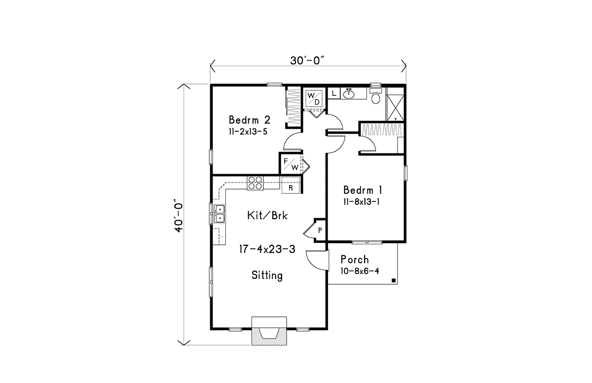 Cabin Cottage Traditional Level One of Plan 52234