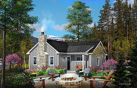 Cabin Cottage Traditional Elevation of Plan 52234