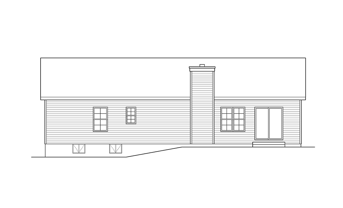 Ranch Traditional Rear Elevation of Plan 52235