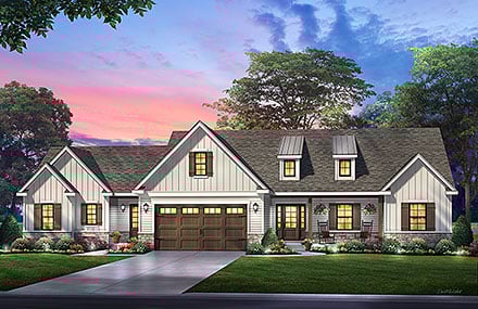 Country, Farmhouse, Ranch House Plan 52237 with 4 Beds, 4 Baths, 2 Car Garage