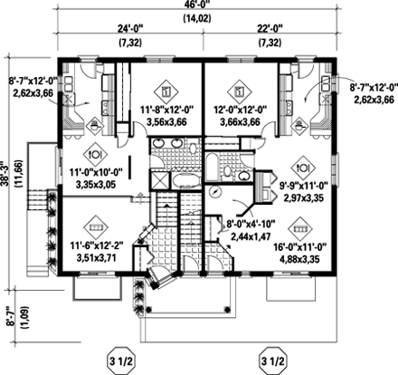 Multi-Family Plan 52433 First Level Plan