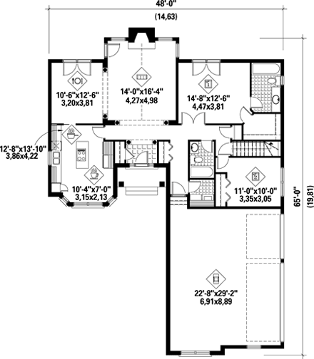 House Plan 52487 First Level Plan