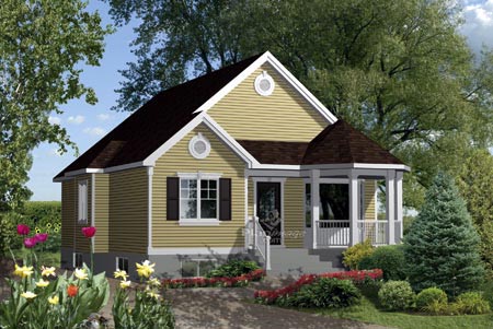 House Plan 52553 - with 917 Sq Ft, 2 Bed, 1 Bath