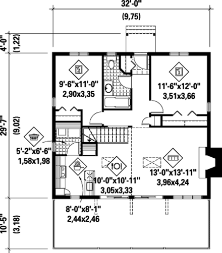 House Plan 52780 First Level Plan