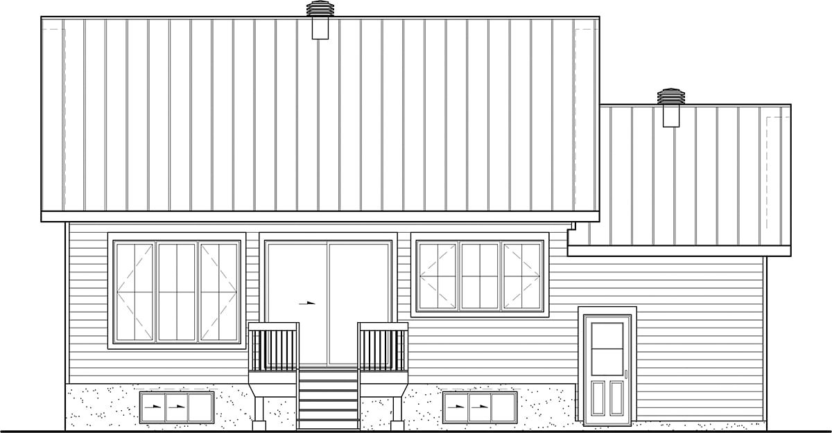 Bungalow Craftsman Farmhouse Rear Elevation of Plan 52825