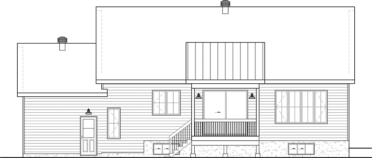 Country Farmhouse Traditional Rear Elevation of Plan 52826