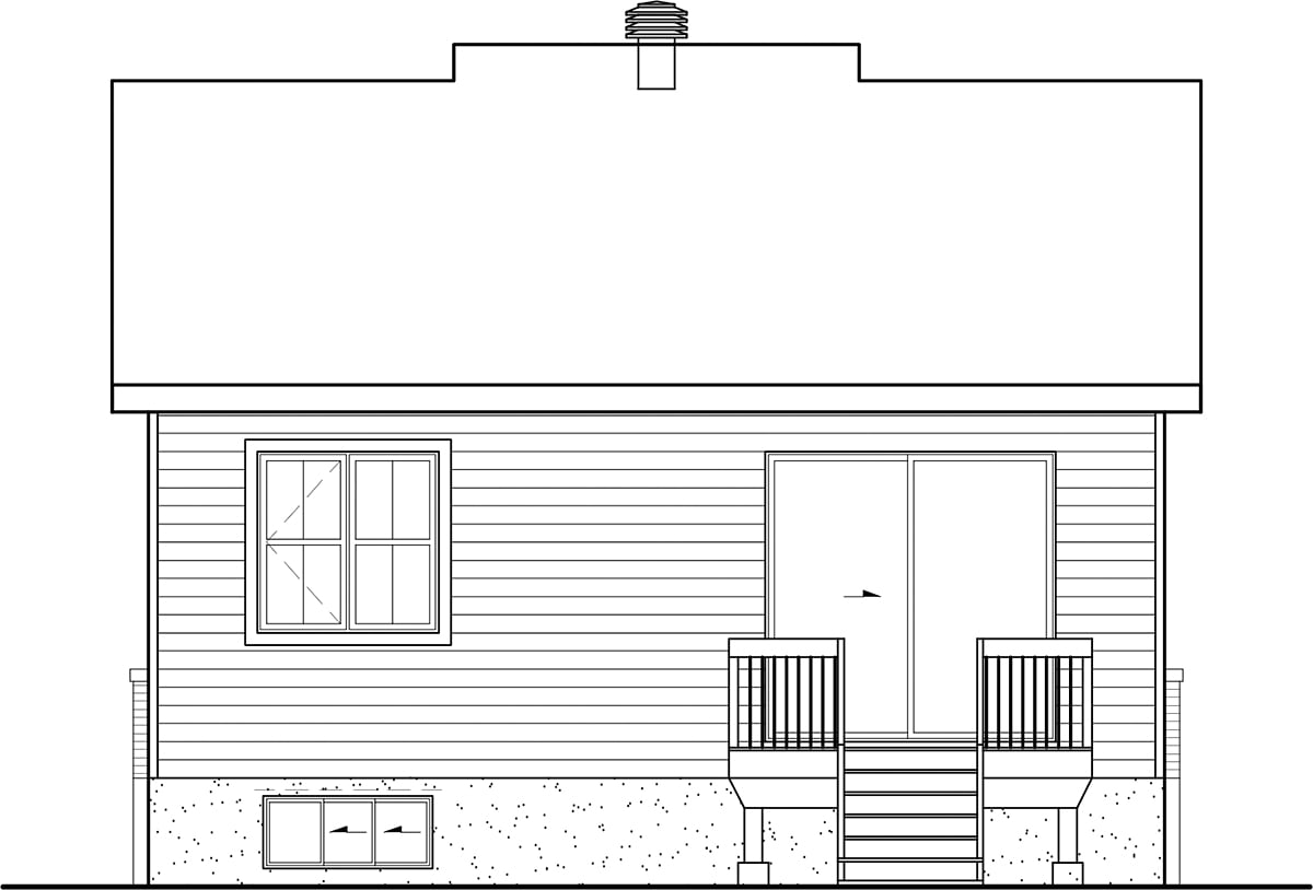 Bungalow Cottage Craftsman Farmhouse Rear Elevation of Plan 52827