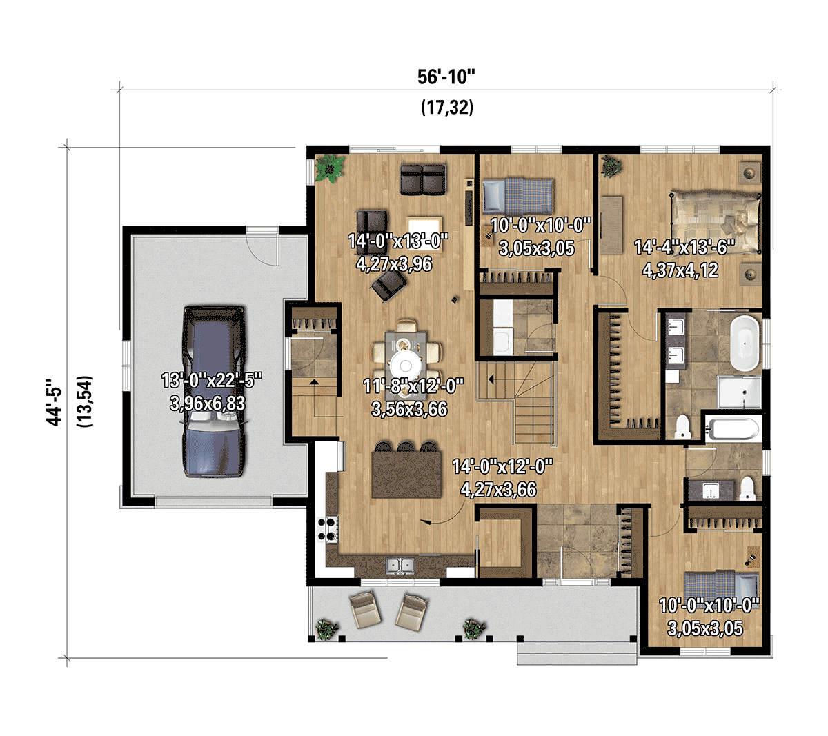 Bungalow Craftsman Farmhouse Traditional Level One of Plan 52828