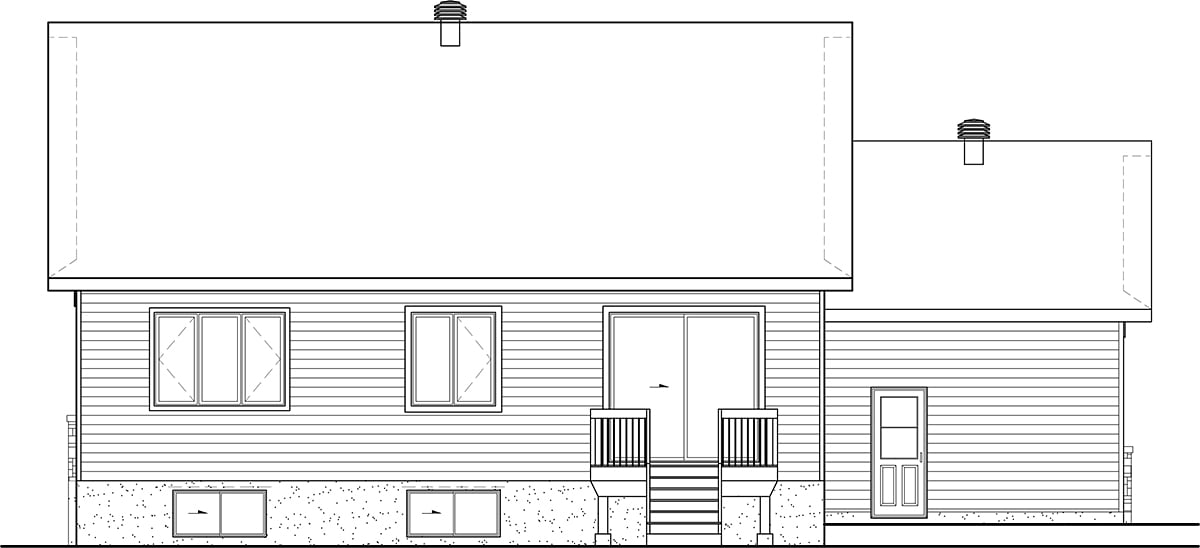 Bungalow Craftsman Farmhouse Traditional Rear Elevation of Plan 52828