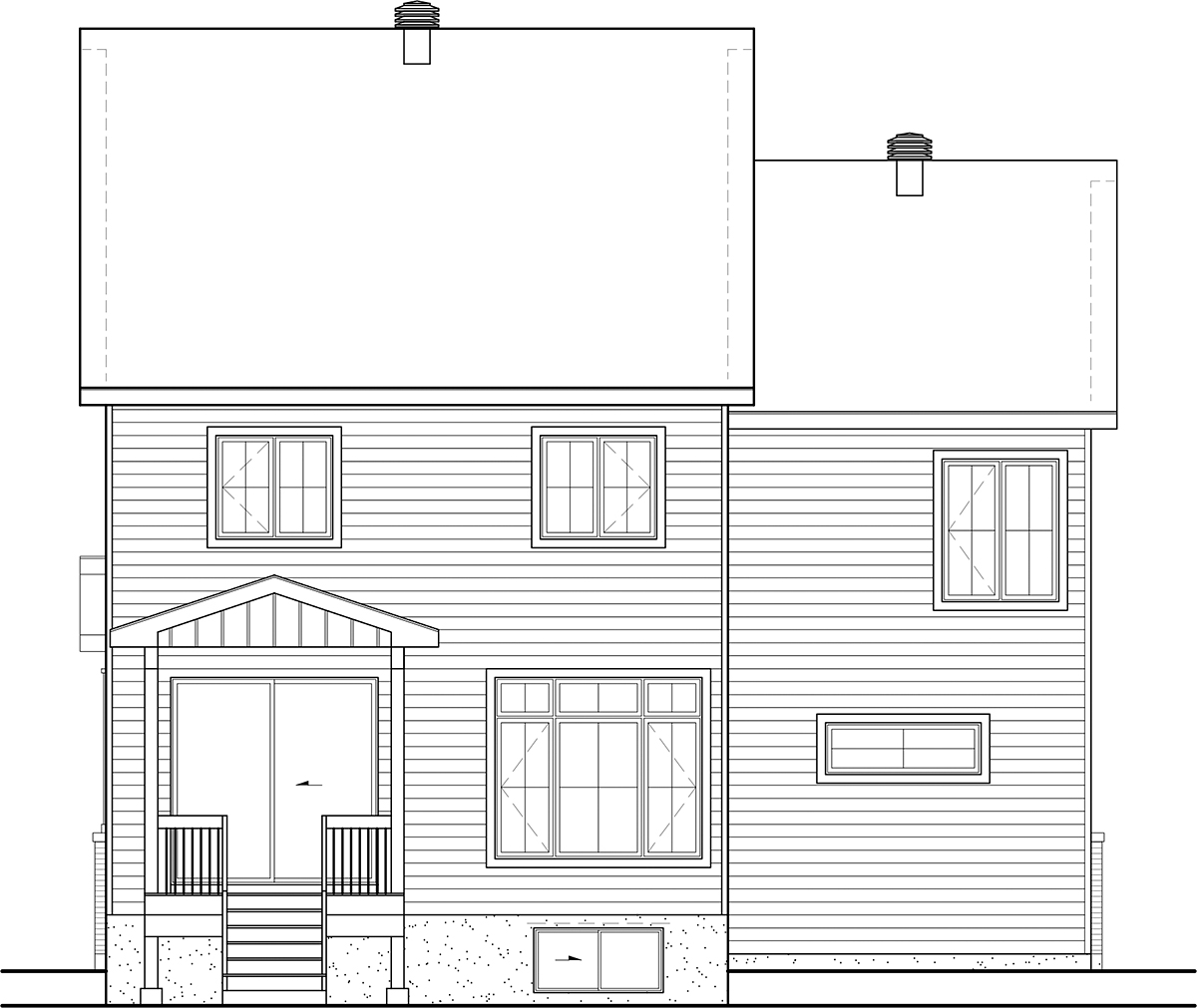 Cottage Farmhouse Traditional Rear Elevation of Plan 52829