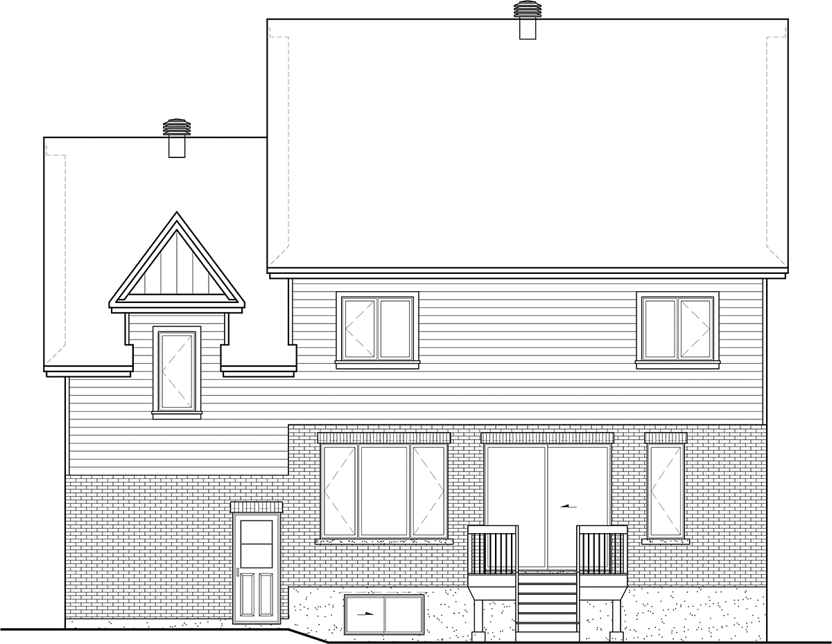 Country Farmhouse Traditional Rear Elevation of Plan 52830