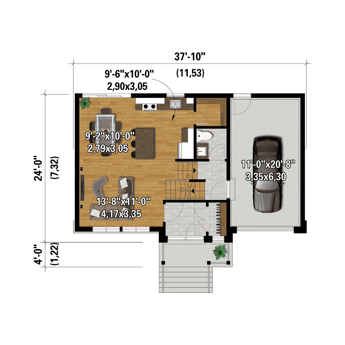 Contemporary Farmhouse Level One of Plan 52832