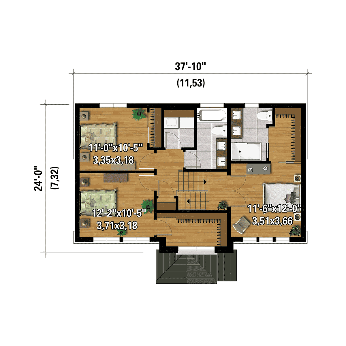 Contemporary Farmhouse Level Two of Plan 52832