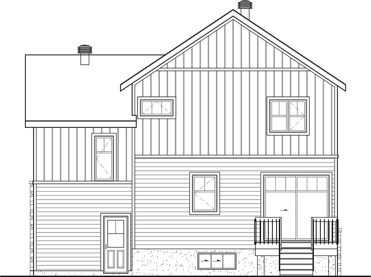 Contemporary Farmhouse Rear Elevation of Plan 52832