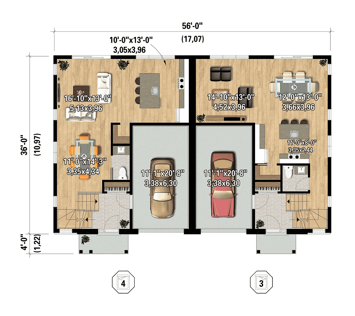 Contemporary Craftsman Farmhouse Level One of Plan 52833