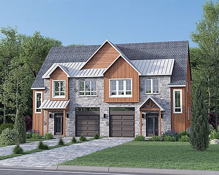 Contemporary Craftsman Farmhouse Elevation of Plan 52833