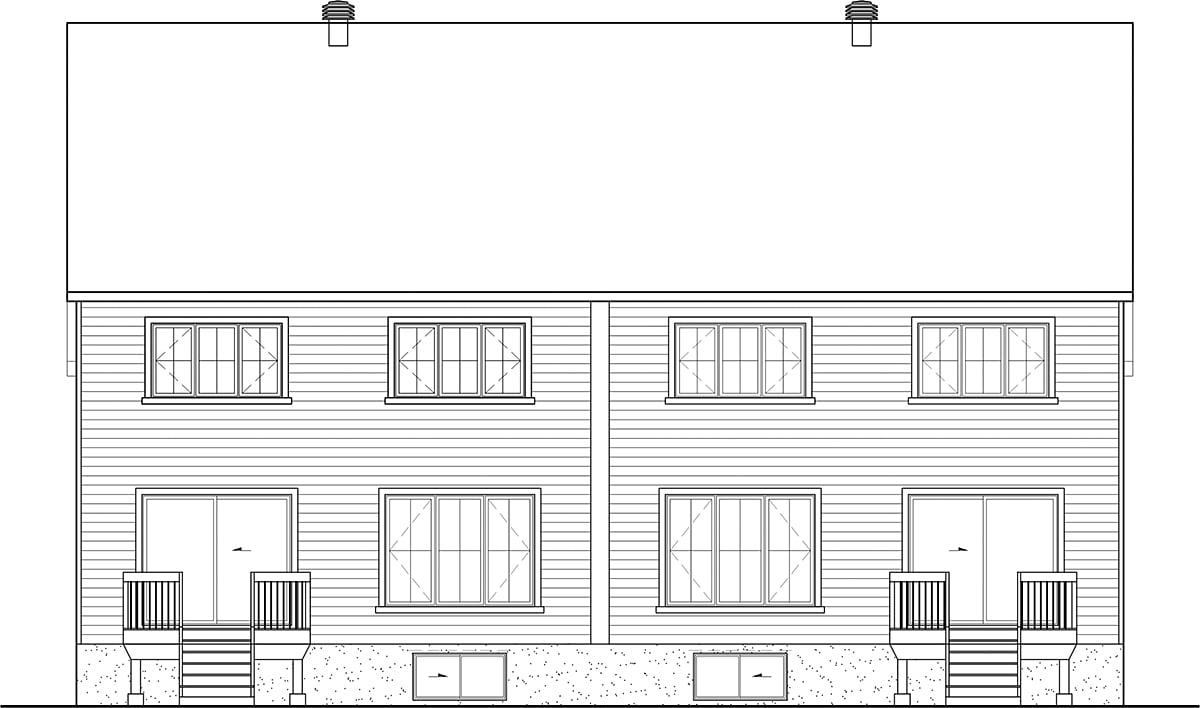 Contemporary Craftsman Farmhouse Rear Elevation of Plan 52833