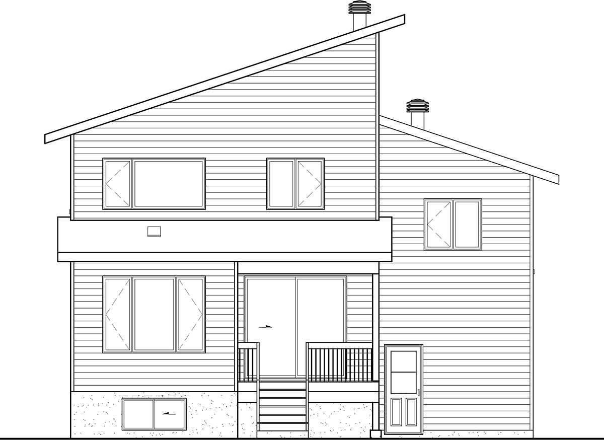 Contemporary Modern Rear Elevation of Plan 52836