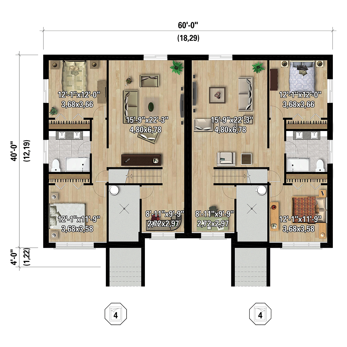 Contemporary Lower Level of Plan 52840