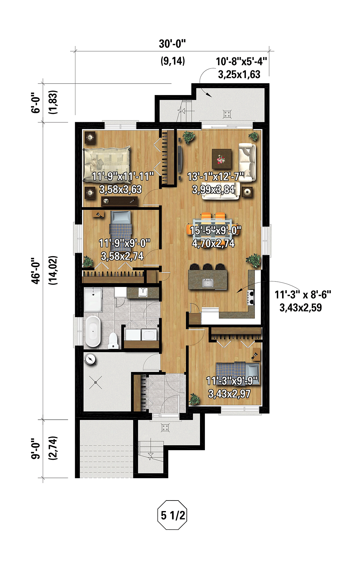 Contemporary Modern Lower Level of Plan 52841