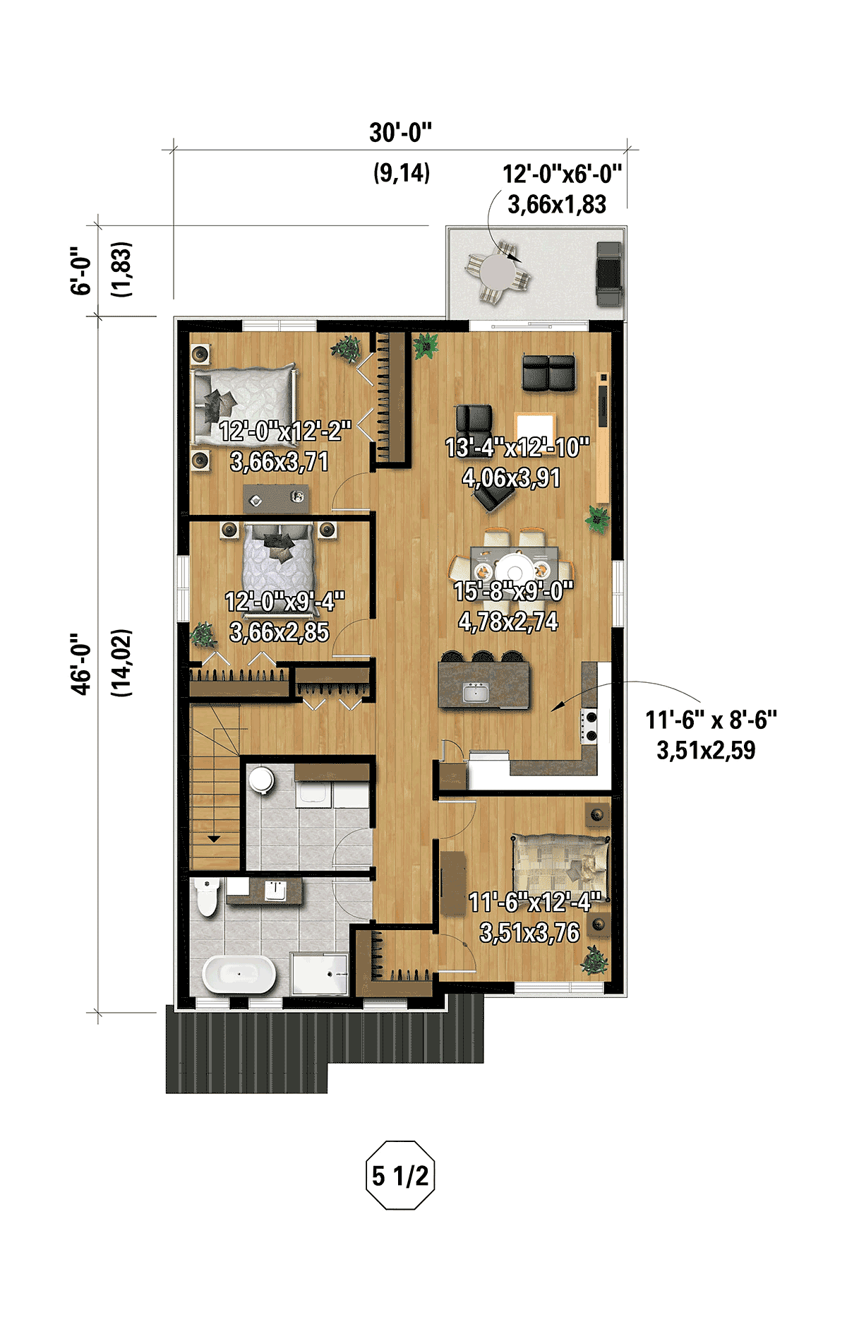 Contemporary Modern Level Two of Plan 52841