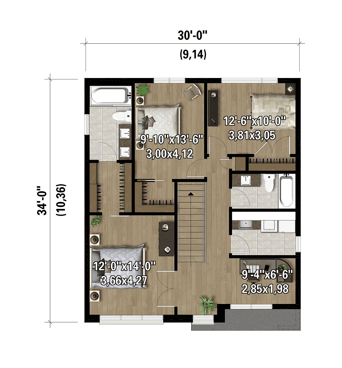 Farmhouse Traditional Level Two of Plan 52844