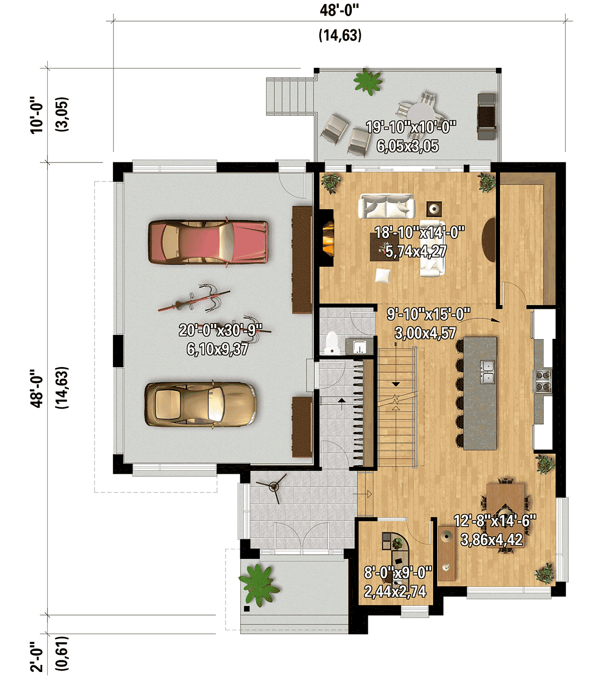 Contemporary Modern Level One of Plan 52855