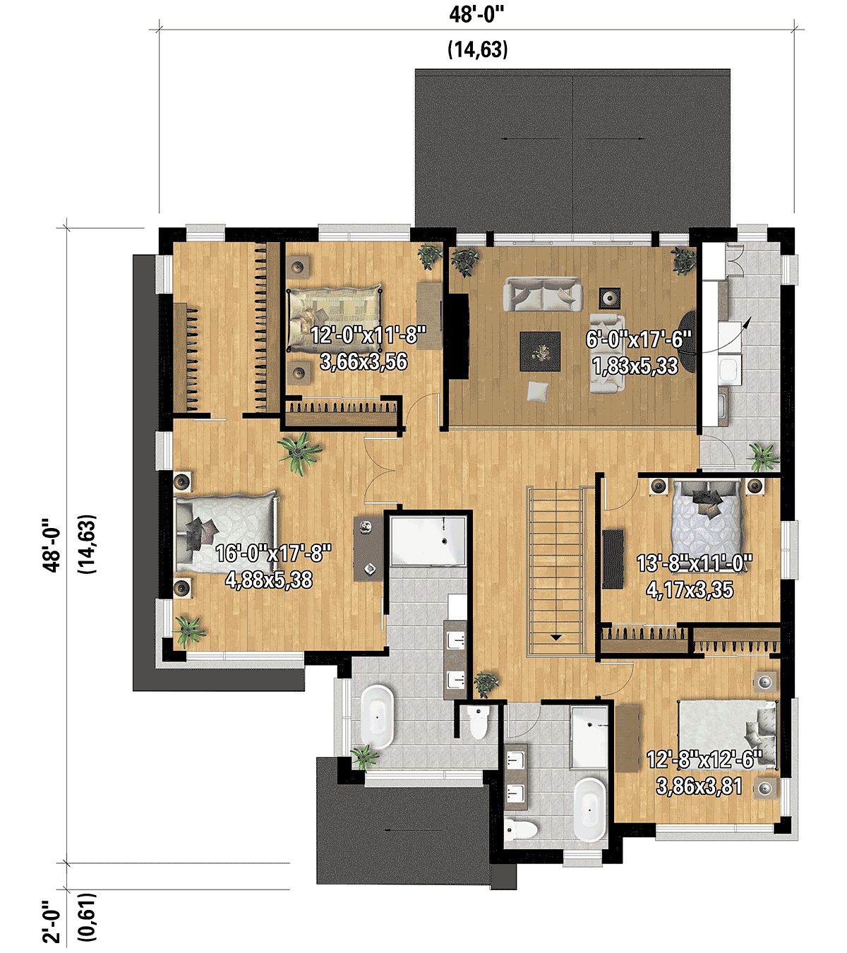 Contemporary Modern Level Two of Plan 52855