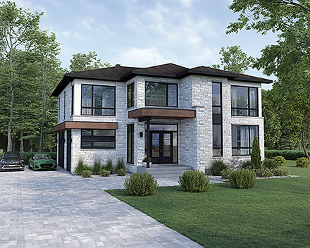 Contemporary Modern Elevation of Plan 52855