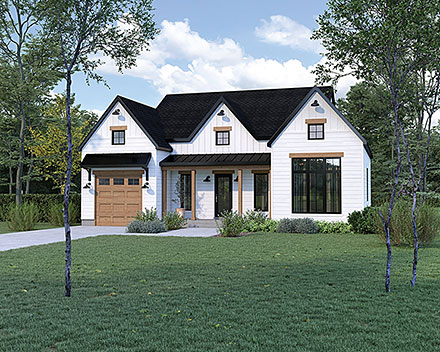 Country Craftsman Farmhouse Elevation of Plan 52866