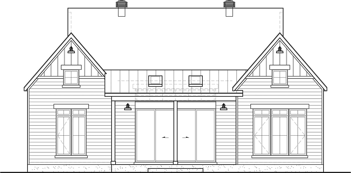 Country Craftsman Farmhouse Rear Elevation of Plan 52866