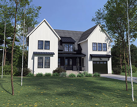 Contemporary Country Farmhouse New American Style Elevation of Plan 52870