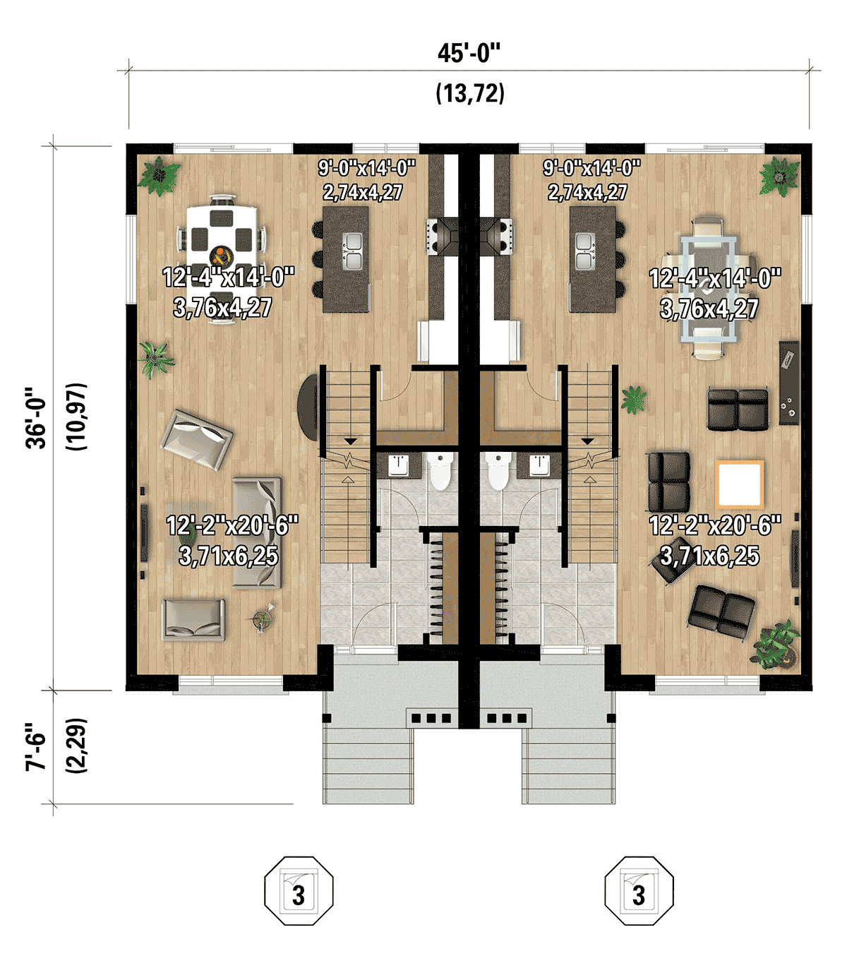 Contemporary Modern Level One of Plan 52872