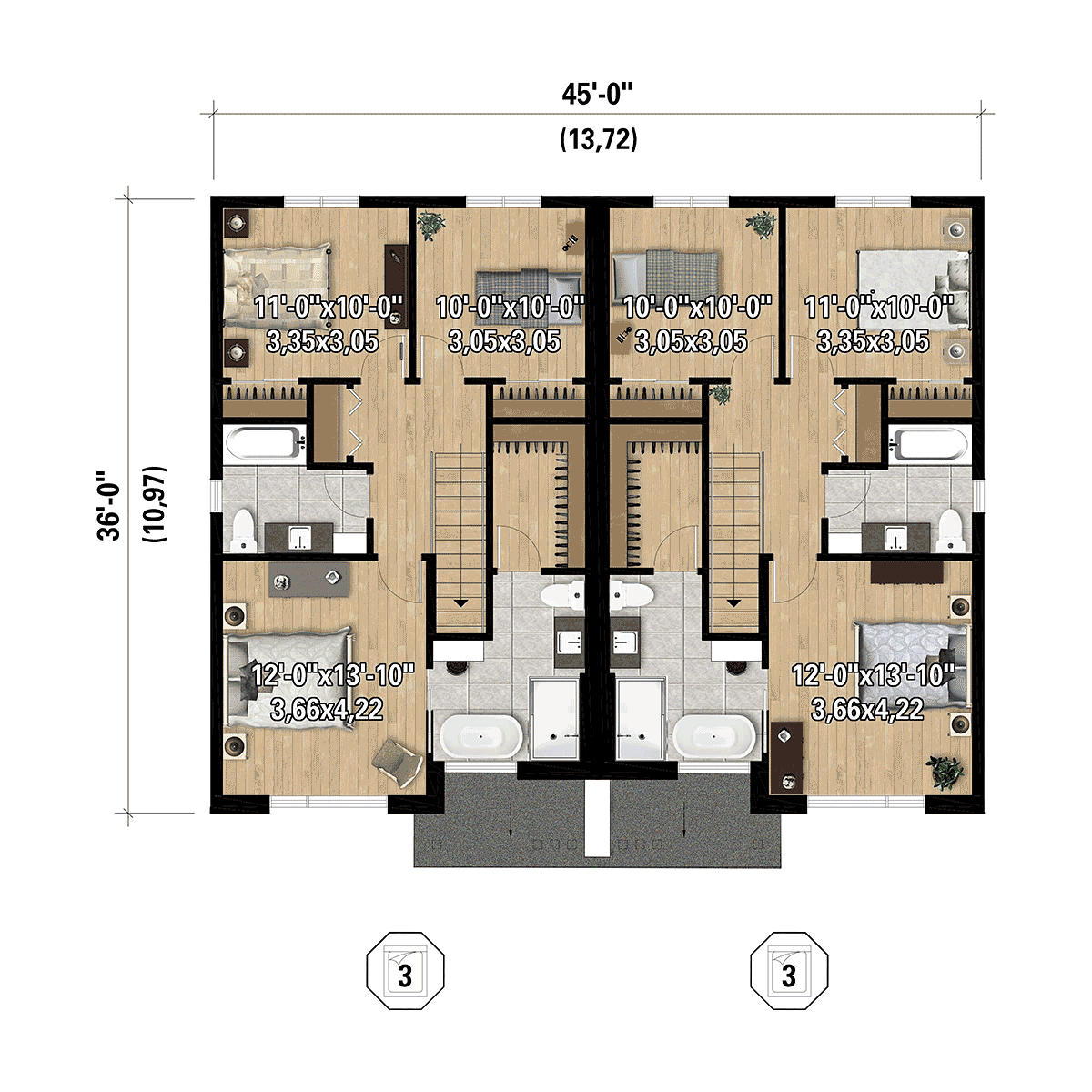 Contemporary Modern Level Two of Plan 52872