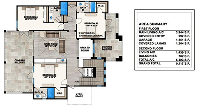 Coastal Contemporary Level Two of Plan 52910
