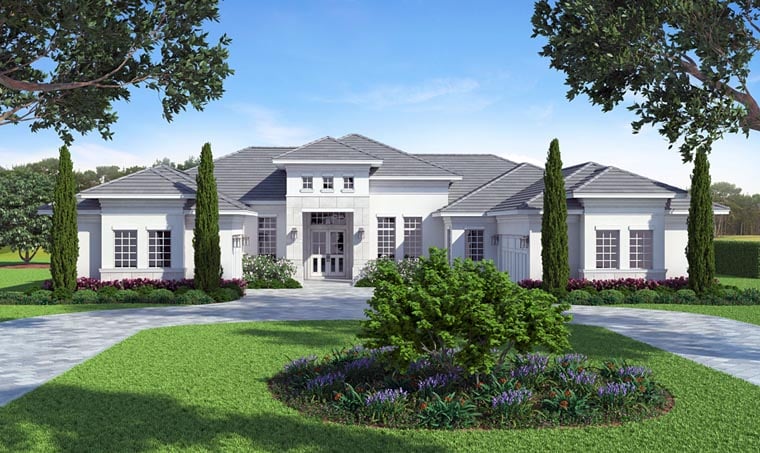 Florida, Mediterranean Plan with 3662 Sq. Ft., 3 Bedrooms, 5 Bathrooms, 3 Car Garage Picture 2