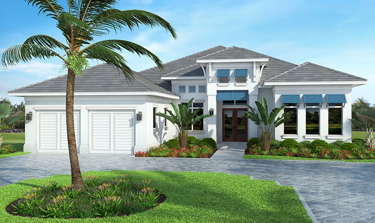 Coastal, Mediterranean Plan with 3572 Sq. Ft., 4 Bedrooms, 5 Bathrooms Picture 3